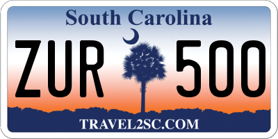 SC license plate ZUR500