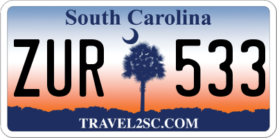 SC license plate ZUR533