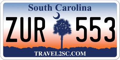 SC license plate ZUR553