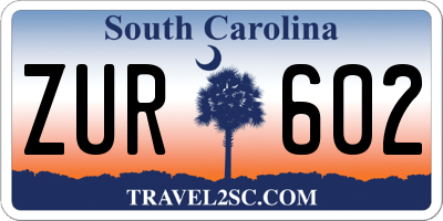 SC license plate ZUR602