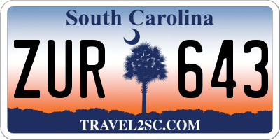 SC license plate ZUR643
