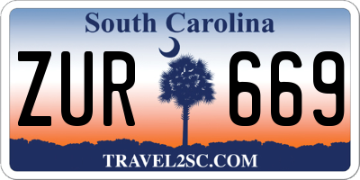 SC license plate ZUR669