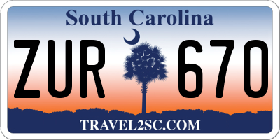 SC license plate ZUR670