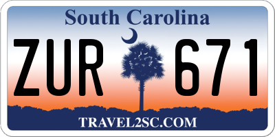SC license plate ZUR671