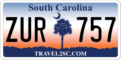 SC license plate ZUR757