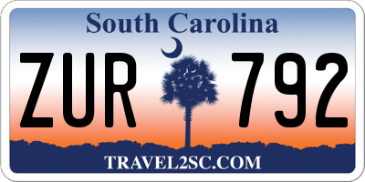 SC license plate ZUR792