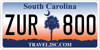 SC license plate ZUR800