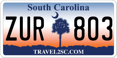 SC license plate ZUR803