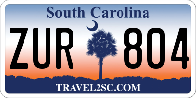 SC license plate ZUR804