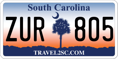 SC license plate ZUR805