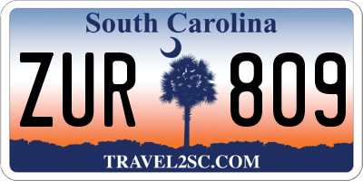 SC license plate ZUR809
