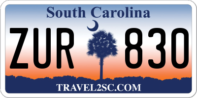 SC license plate ZUR830