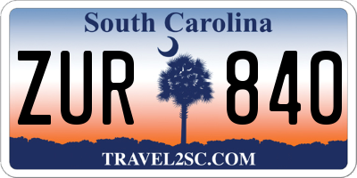 SC license plate ZUR840