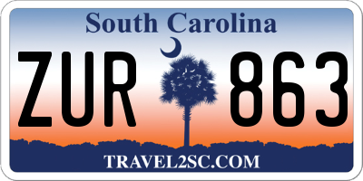 SC license plate ZUR863