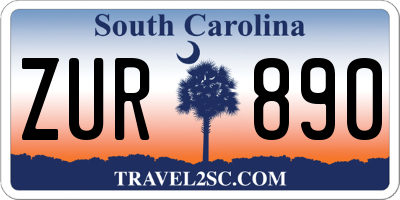 SC license plate ZUR890