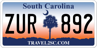SC license plate ZUR892
