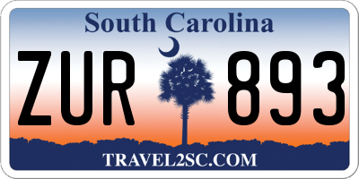 SC license plate ZUR893
