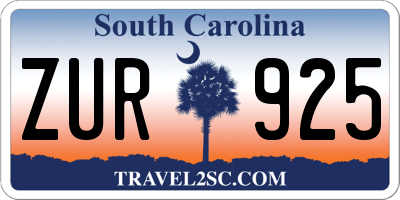 SC license plate ZUR925