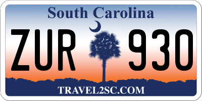 SC license plate ZUR930