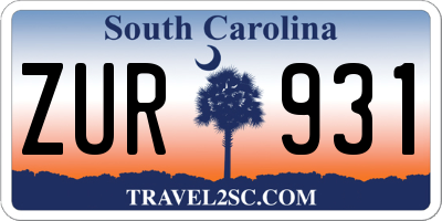 SC license plate ZUR931