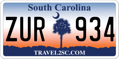 SC license plate ZUR934