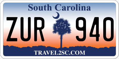 SC license plate ZUR940