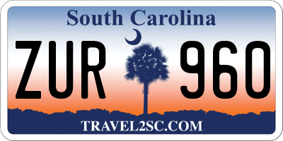 SC license plate ZUR960