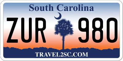 SC license plate ZUR980