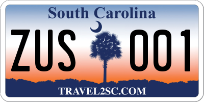 SC license plate ZUS001