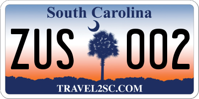 SC license plate ZUS002