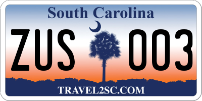SC license plate ZUS003