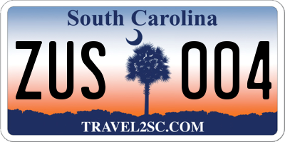 SC license plate ZUS004