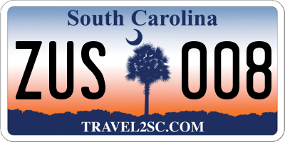 SC license plate ZUS008