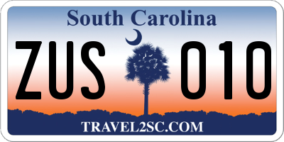 SC license plate ZUS010