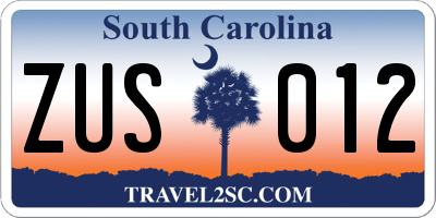 SC license plate ZUS012
