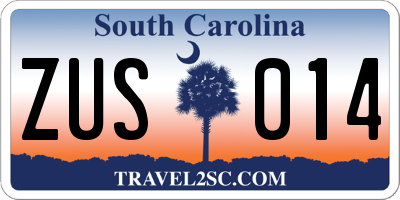 SC license plate ZUS014
