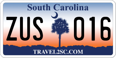 SC license plate ZUS016