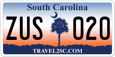 SC license plate ZUS020