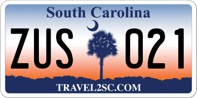 SC license plate ZUS021