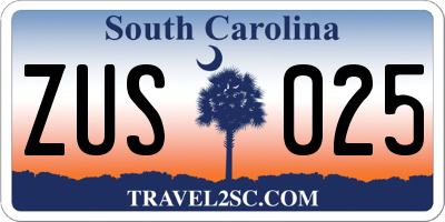 SC license plate ZUS025