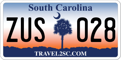 SC license plate ZUS028