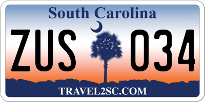 SC license plate ZUS034