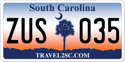 SC license plate ZUS035