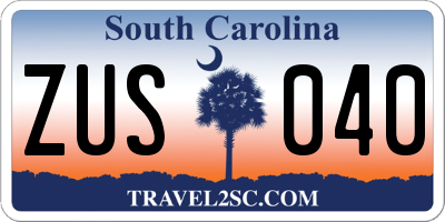 SC license plate ZUS040