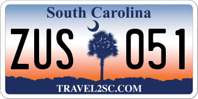 SC license plate ZUS051