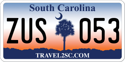 SC license plate ZUS053