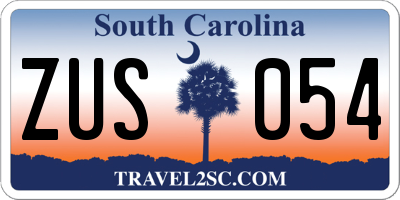 SC license plate ZUS054