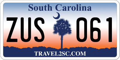 SC license plate ZUS061