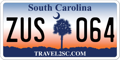 SC license plate ZUS064