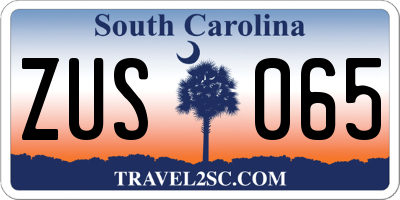 SC license plate ZUS065